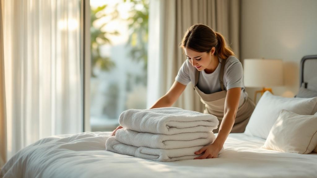 Elestri professional finalizing laundry folding in a Carmel Valley home